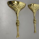 Set of 2 xxl 48cm Floral Brass Wall Light Sconces by C.S. ARTE, Italy 1980s