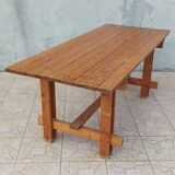 Vintage solid pine table and benches