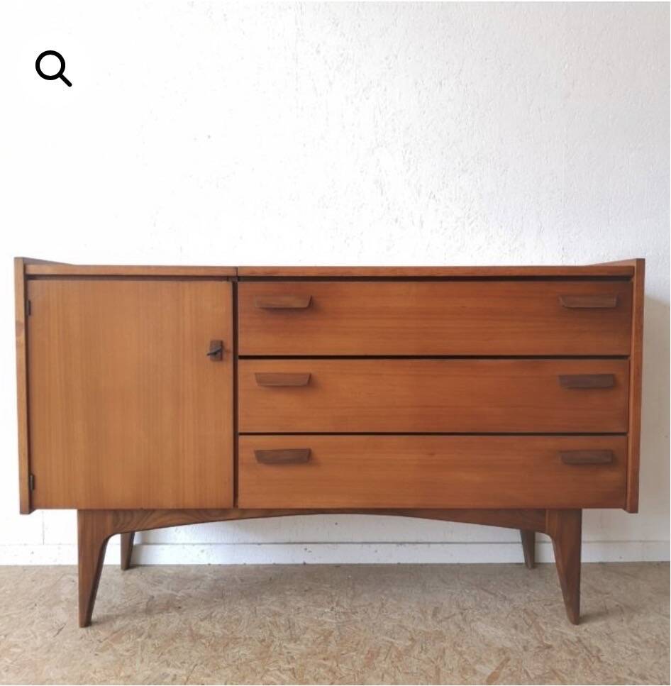 ✨ Superb Scandinavian sideboard convertible into a dressing table – Teak – 1950s