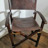 Folding leather screenwriter armchair