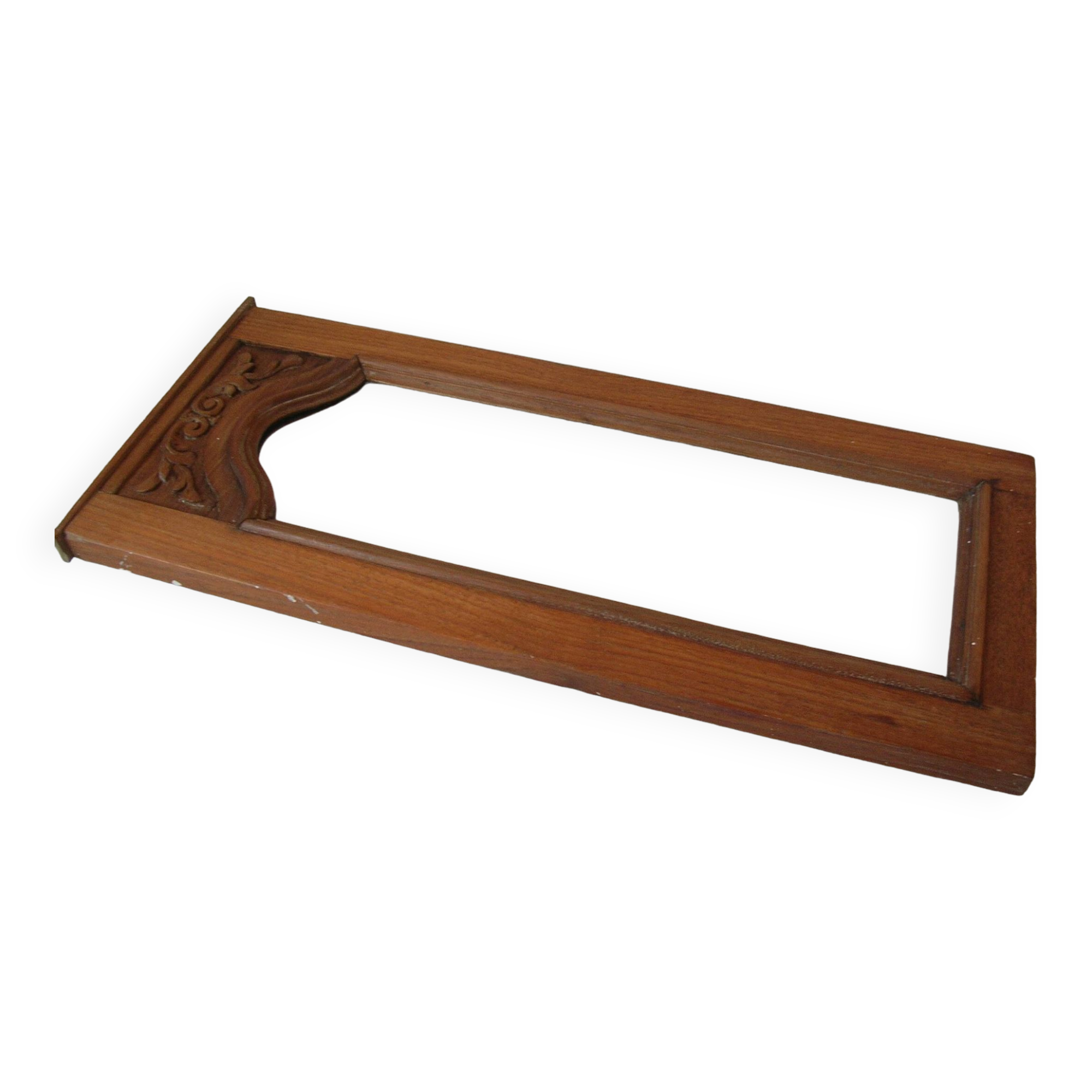 Antique mirror in beveled glass with carved wooden frame, 58 cm, retro decor