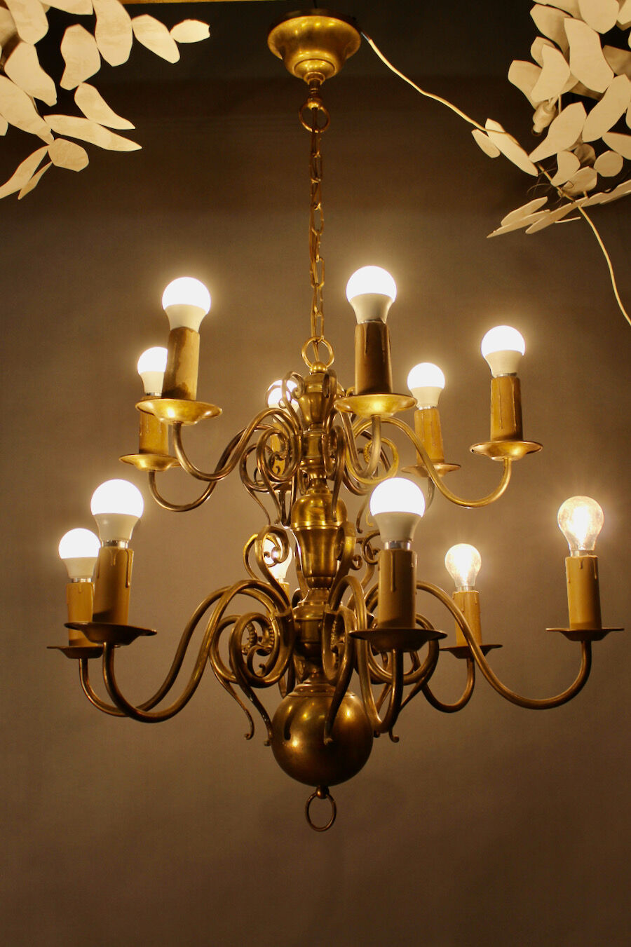 Dutch 2-tier chandelier, 12 light arms, 19th century
