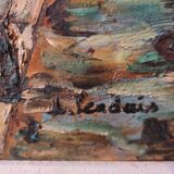 Vintage French oil painting on canvas of Paris, signed Lendais