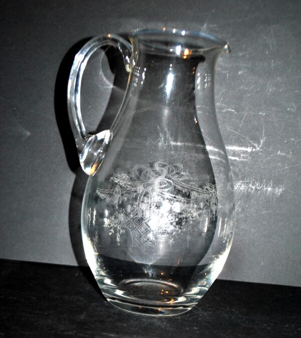 Pichet carafe ancien panier ruban Louis XVI gravure acide pantogravure