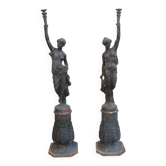 pair of cast iron torchères from the 19th century, foundry L. Gasne in Tusey
