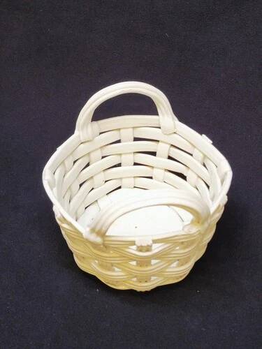 Set of Woven White Mediterranean Ceramics Basket + Bowl