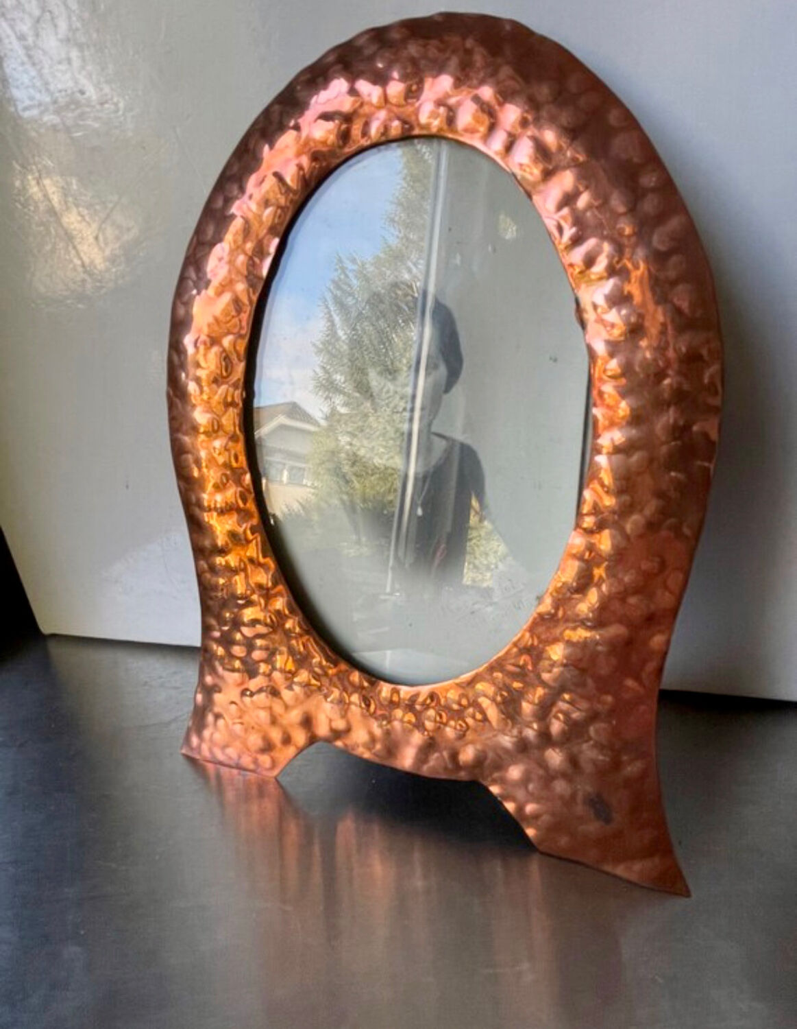 Pair of art nouveau copper metal photo frames
