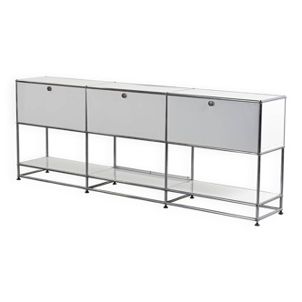 Enfilade USM Haller with three drop-down doors, Switzerland, around 1970.