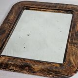 Antique Louis-Philippe mirror, rounded corners, imitation wood, 30 x 37 cm