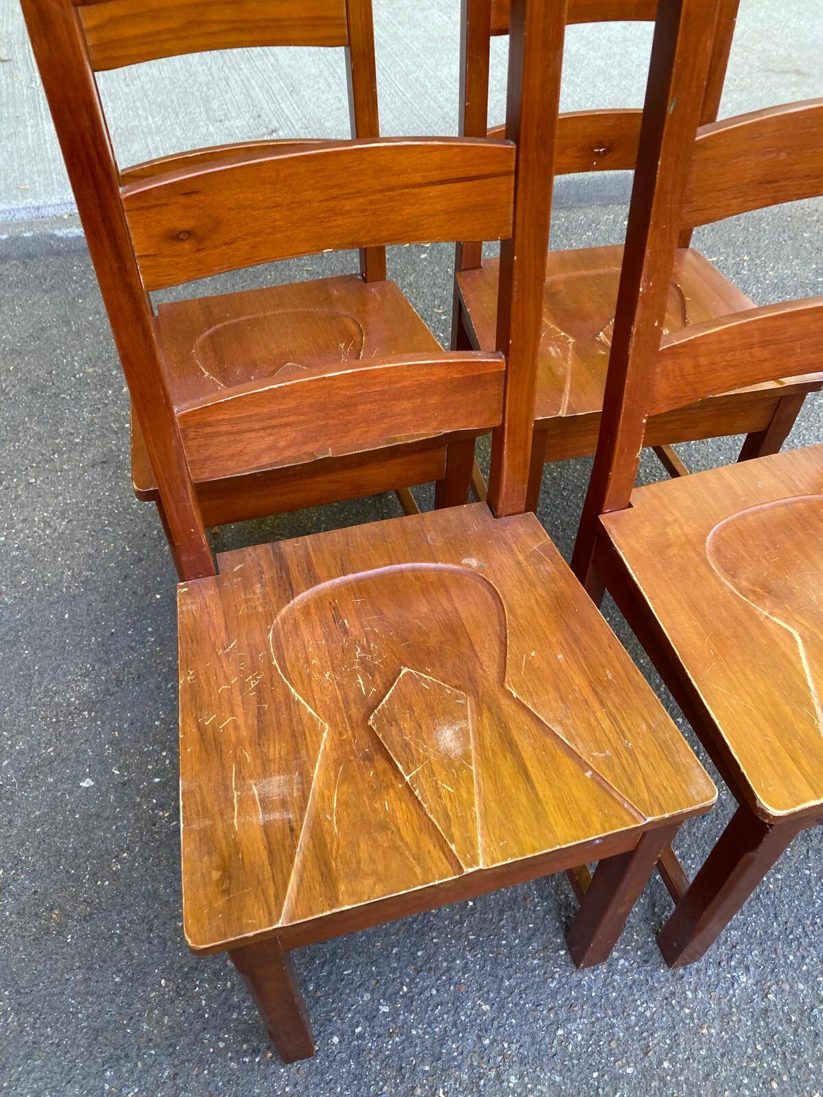 4 solid wood dining chairs in modern country style