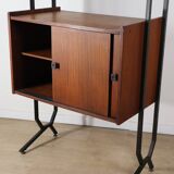 Vintage modular bookcase in wood and metal, Italy, 1960