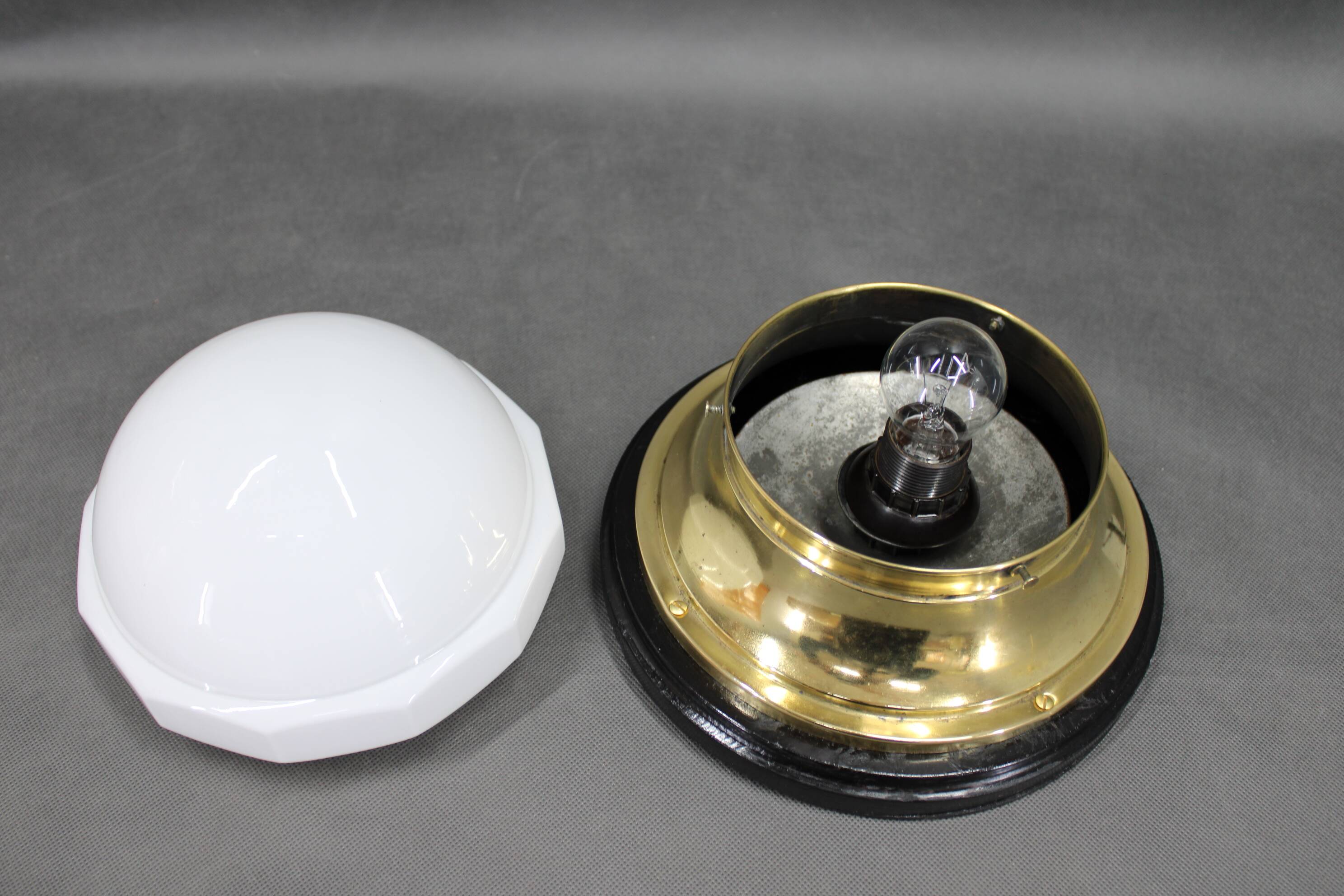 1920s Secession Brass and Glass Table lamp, Czechoslovakia