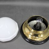 1920s Secession Brass and Glass Table lamp, Czechoslovakia