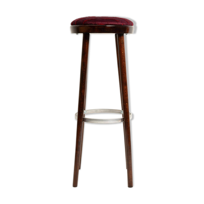 Tabouret de bar bordeaux milieu du siècle en velours Nouvelles Vagues par Dedar, Europe, 1960s