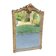 Old Louis XV style mirror in wood and gilded stucco. Napoleon III