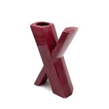 Space age red X letter shaped solifleur vase, Marcel Radureau France 1970