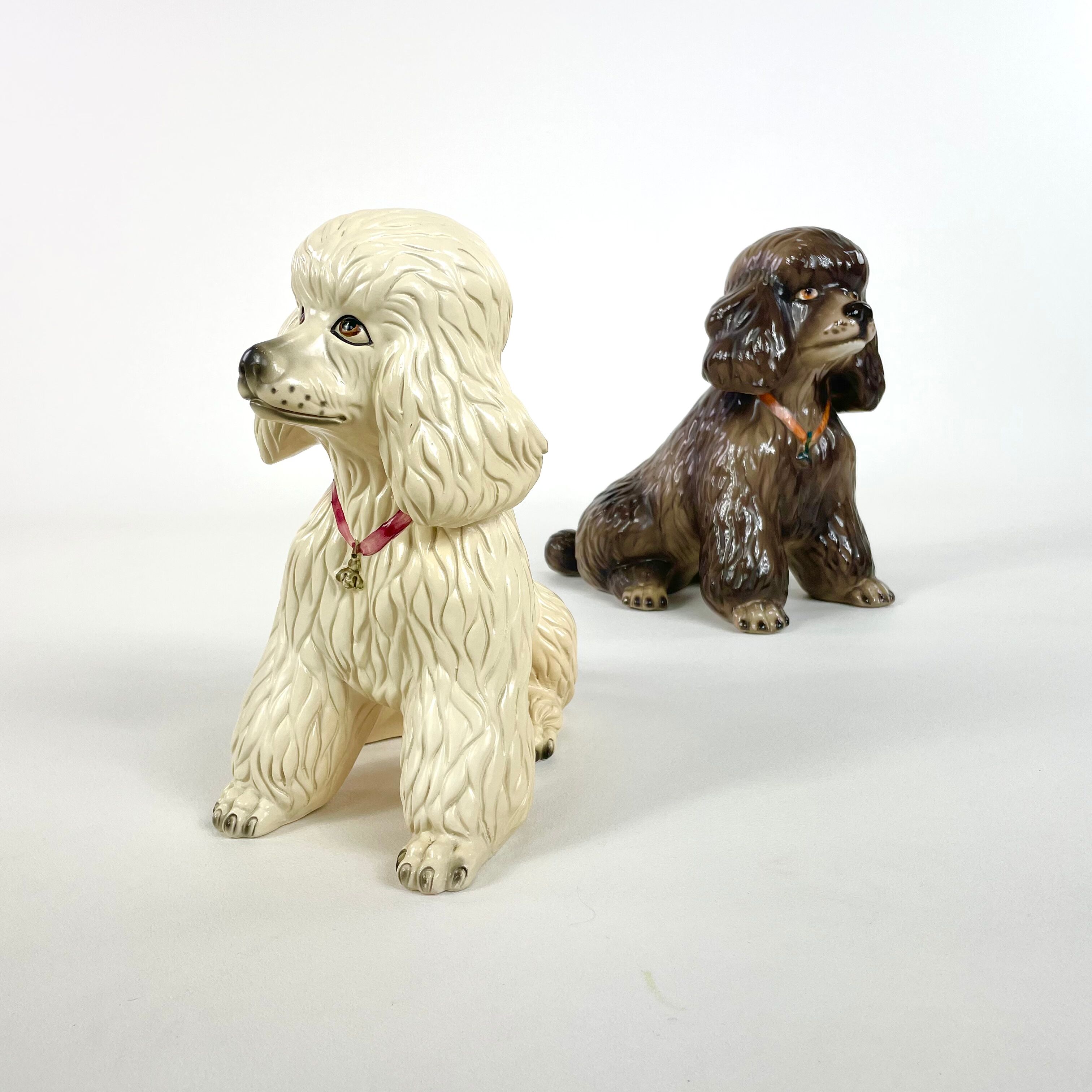 Pair of poodles, ceramics, Mid-century