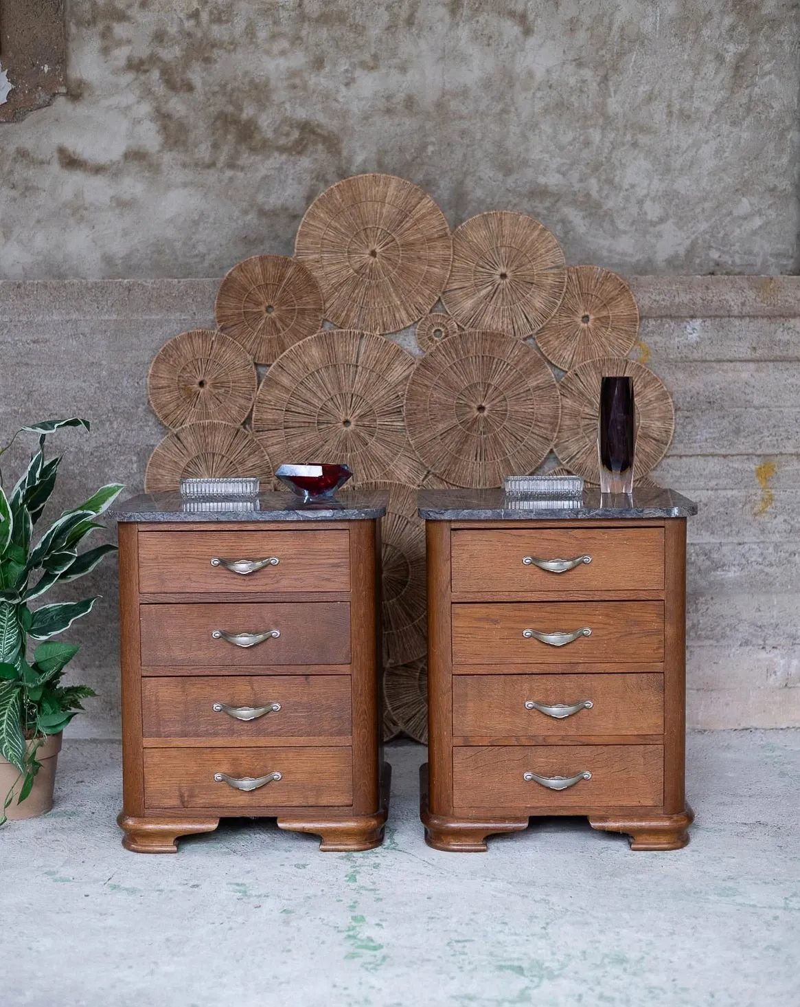 Vintage bedside table in Empire / Art Deco style