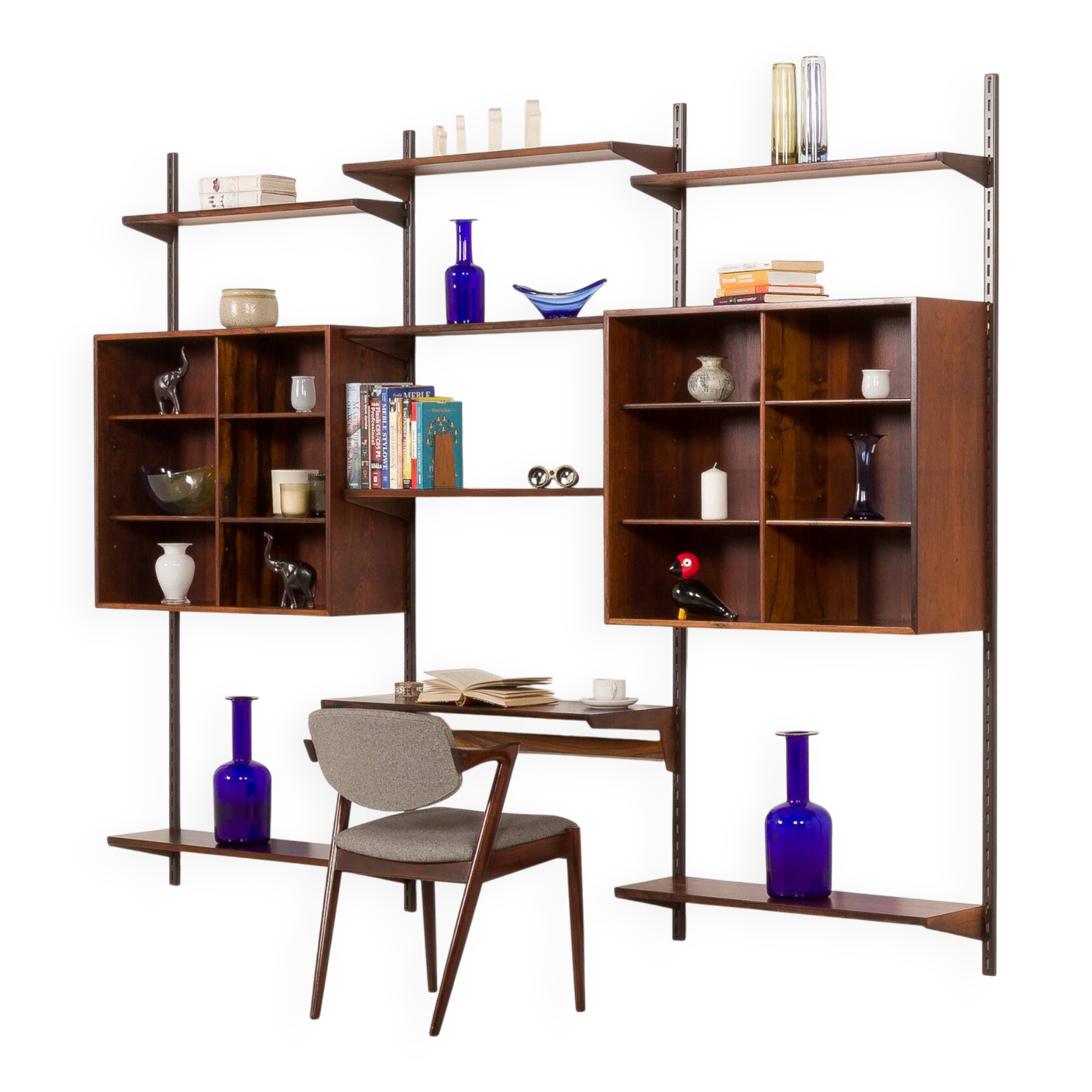 Kai Kristiansen rosewood wall unit for FM Mobler, Denmark, 1960s