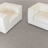 Pair of vintage Throw Away Armchairs by Willie Landels for Zanotta, white Vinyl