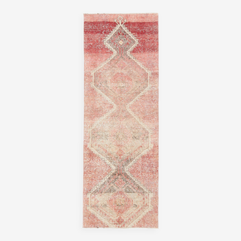 3x8 Faded Red & Beige Vintage Runner Rug, 86x244Cm