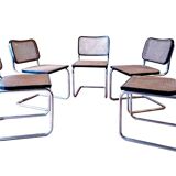Set of 5 B32 Cesca chairs black lacquer by Marcel Breuer 80s Made in Italy
