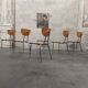 Lot de 6 chaises type ecole chrome et bois 1970