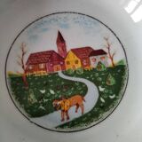 Set of 5 Italian ceramic dishes with country decor