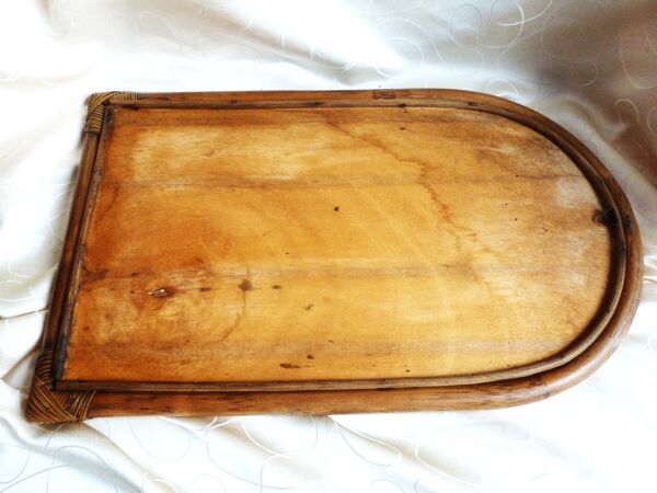 Miroir bambou ovale 55.5X34 cm - ancien miroir mural bambou.