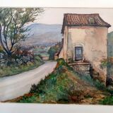 Aquarelle sur papier "Soir d'Automne, en Aveyron (vers Vendeloves)" signée, André Duculty (1912-1990)