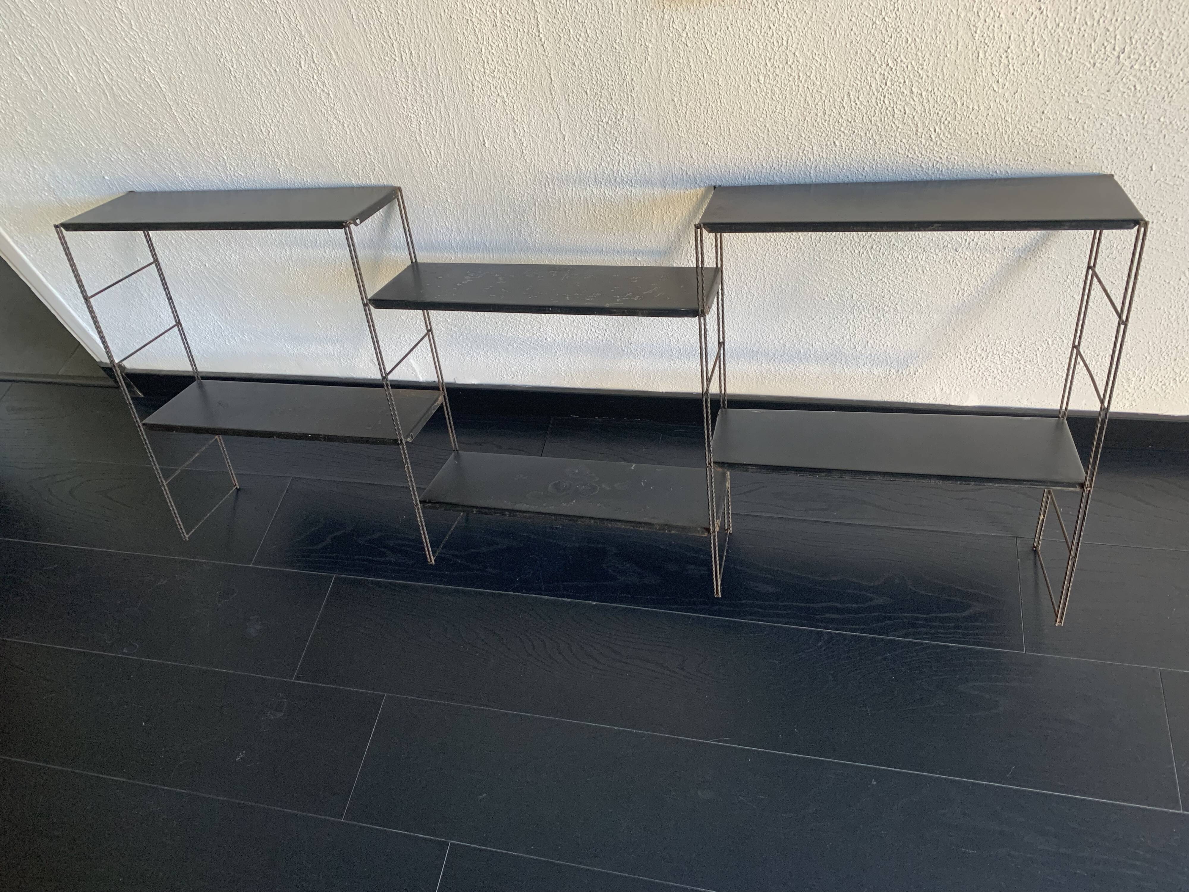 Paire étagères vintage 1960 string noires  - 49 x 58 cm