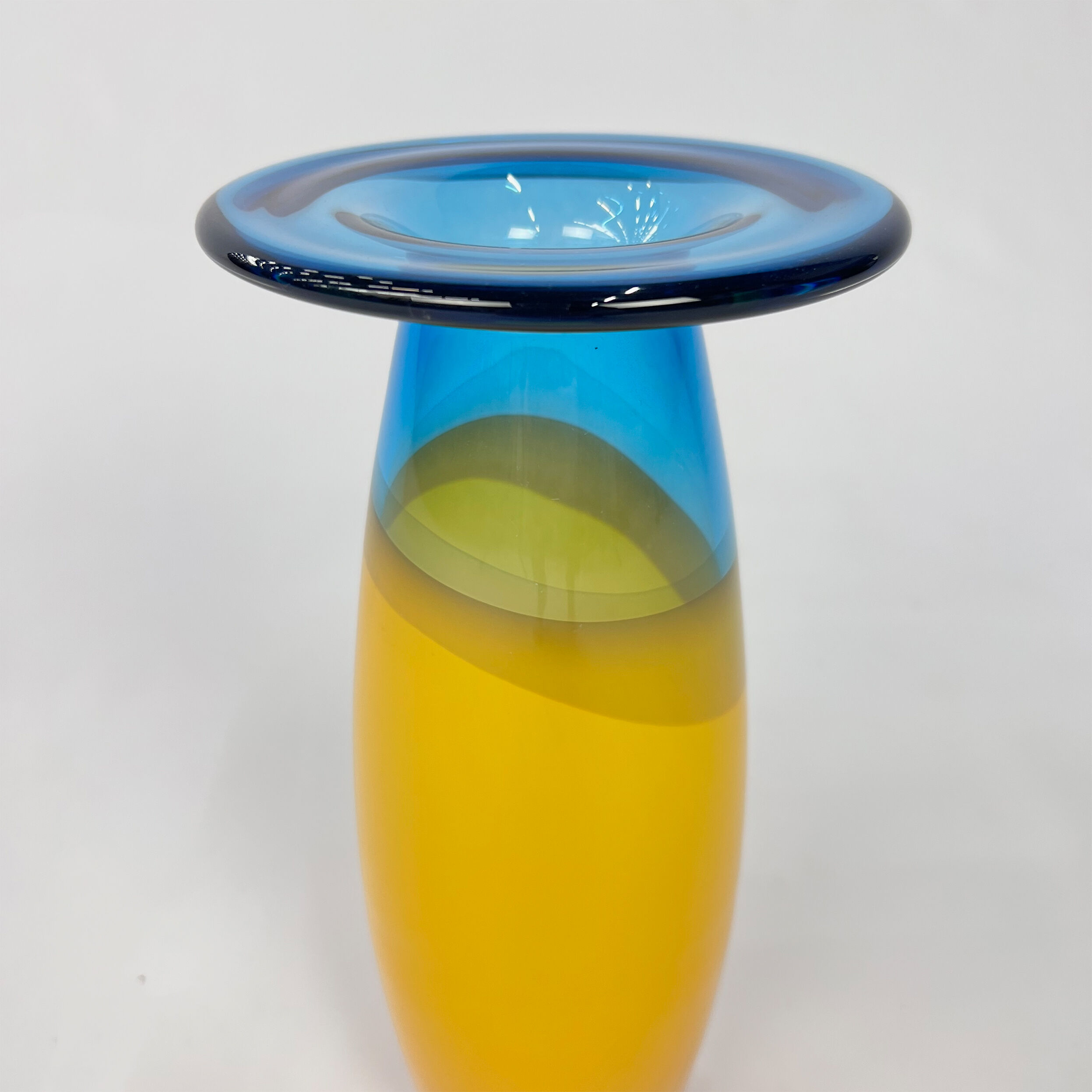 Blue and Yellow Vase by Siem van de Marel for Leerdam, 1980s