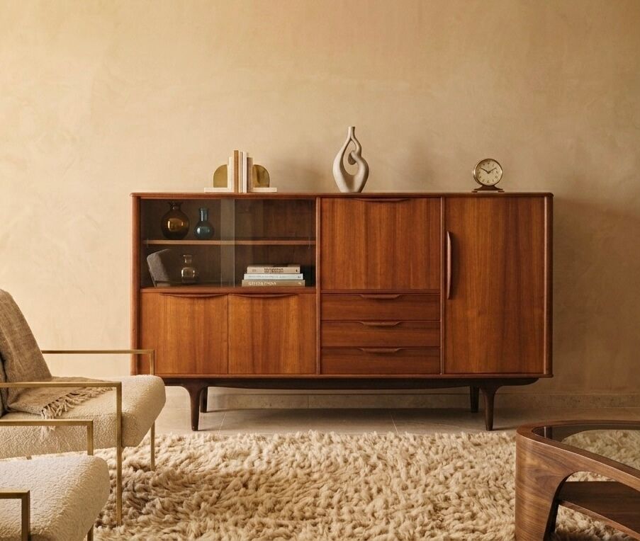 Vintage high teak sideboard