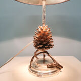 Hollywood regency pine cone table light, Italy, 1970