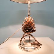 Lampe de table en pomme de pin Hollywood regency, Italie, années 1970