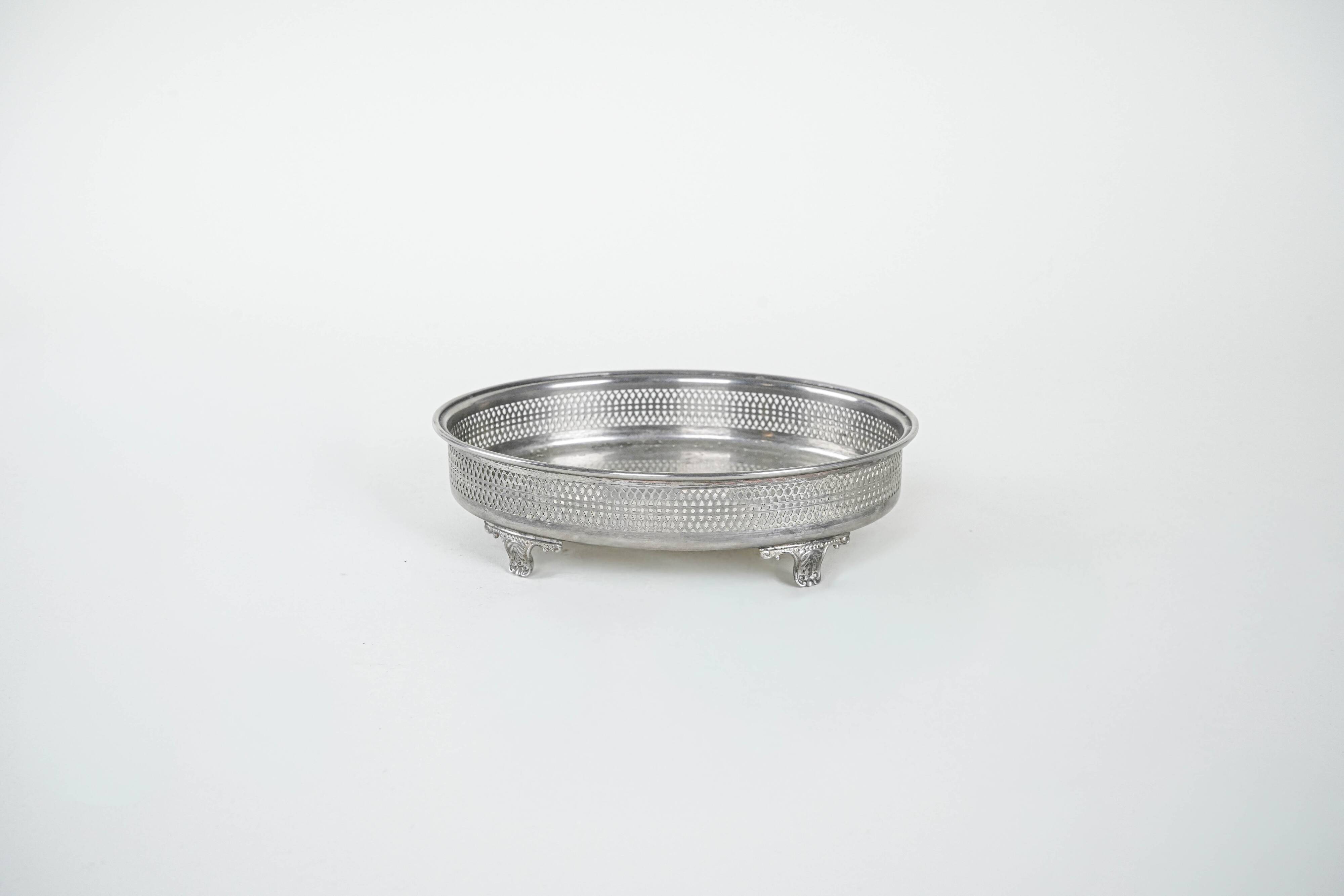 Plateau en argent, design italien, années 1970, fabriqué en Italie