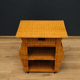 Rattan table with drawer and magazine holder