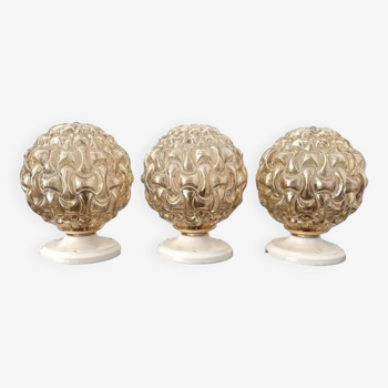 Set of three vintage globe wall lights