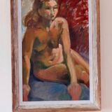 Mid-20th century original oil on canvas – nude woman