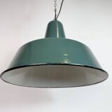 Large Industrial Petrol Enamel Factory Pendant Lamp, 1960s