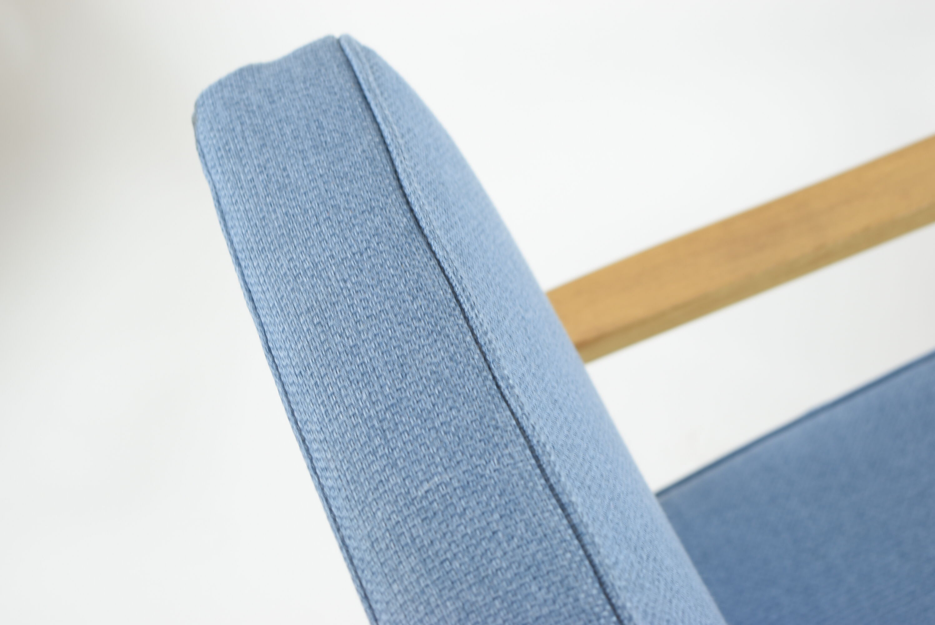 Vintage armchair 1970s, fully refubrished, blue fabric