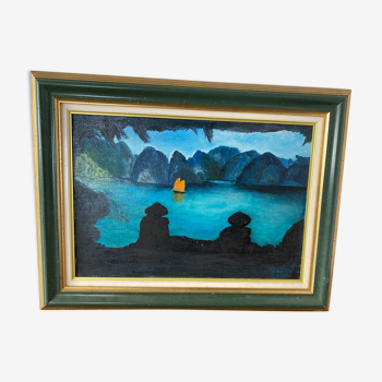 Landscape of Hanong Bay Vietnam signed