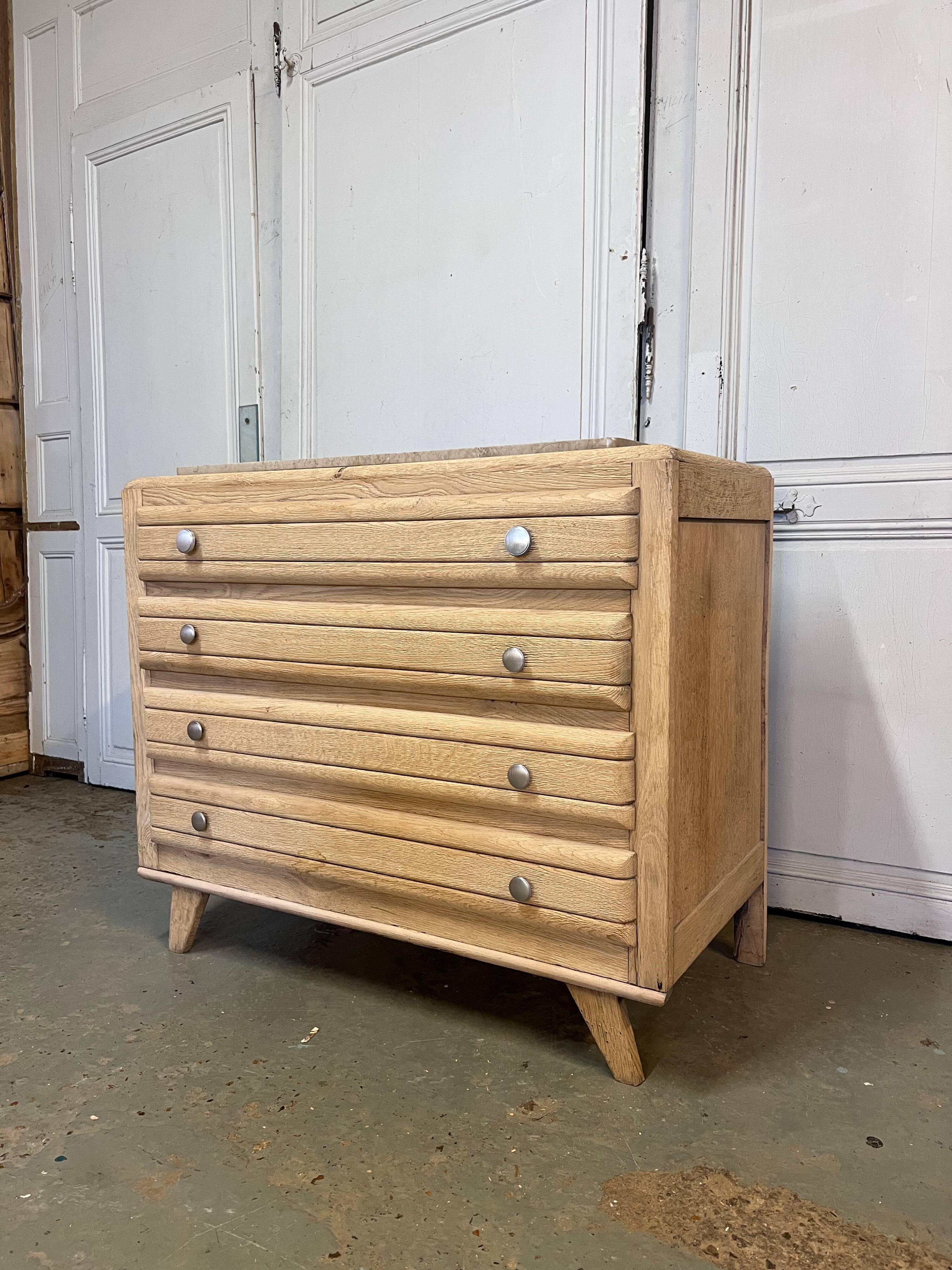 Commode vintage chêne brut