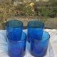 4 verres à whisky en verre souffle bleu cobalt
