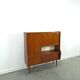 Teak veneer wall cabinet with flap, bar cabinet vintage
