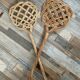Duo of vintage rattan carpet beaters from the 70s