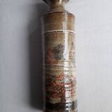 Vintage stoneware vase with naive decor