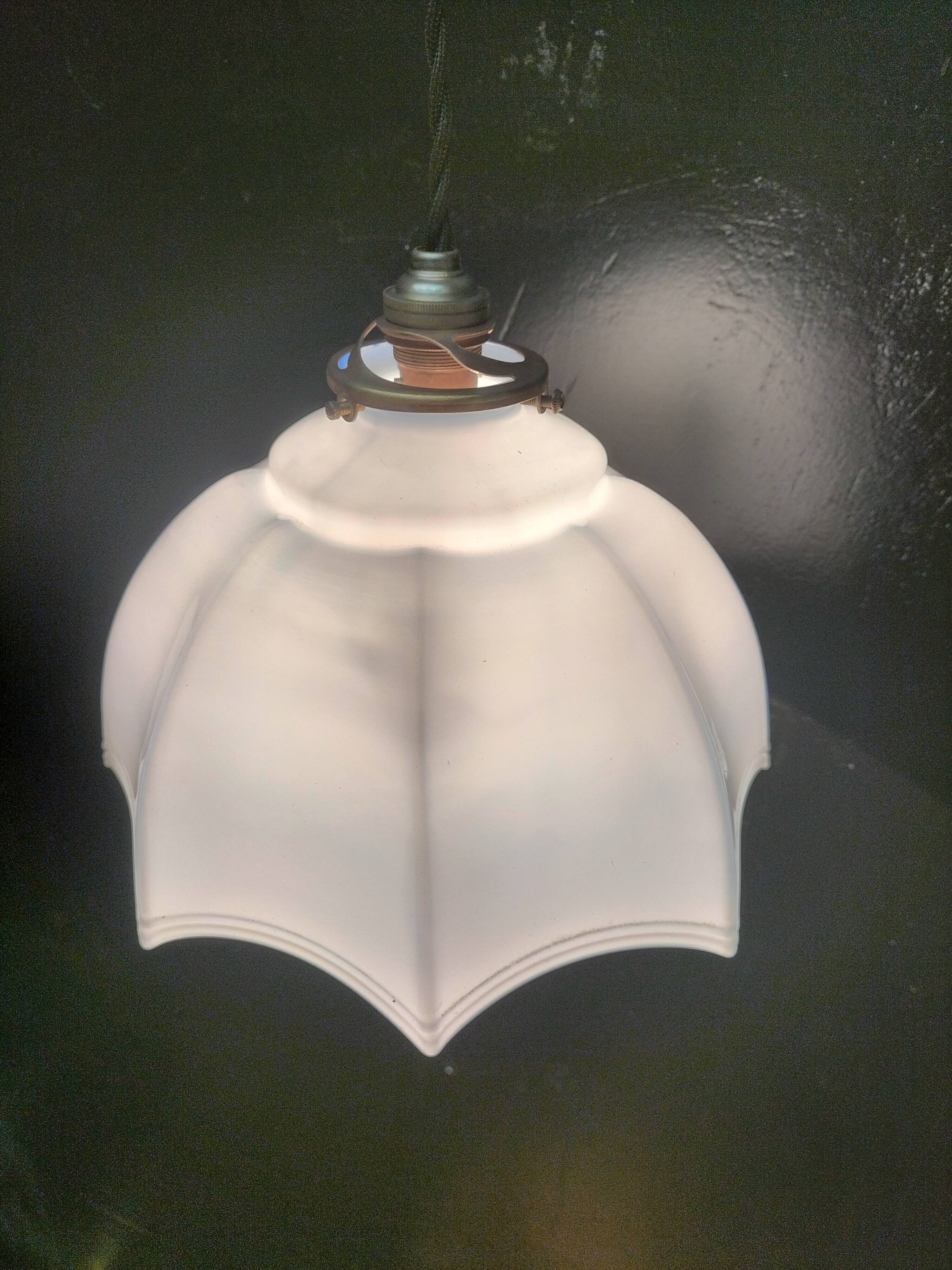 Blue opaline pendant light