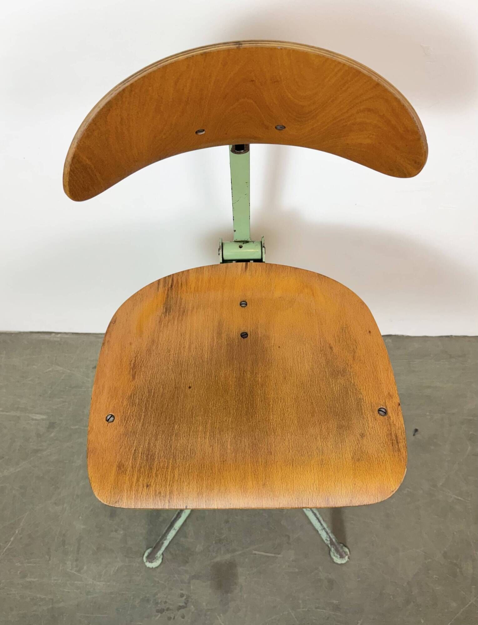 Chaise d'atelier industrielle verte, années 1950