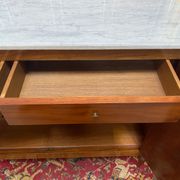 Solid wood buffet Louis XVI style with veined white marble